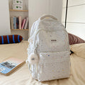 Rustic style backpack for female college students - minimalist polka dot floral cute girl's backpack - large capacity women's school bag
