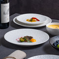 Nordic texture new hotel round plate retroclassy ceramic steak plate pasta plate for home vegetable plate