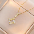 Titanium steel necklace women's geometric pendant earrings suitniche styleclassy sense collarbone chain earrings jewelry wholesale accessible luxury