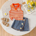 cross-border girls' fashion ruffle one-shoulder cami top + irregular embroidered floral denim jeans two-piece set