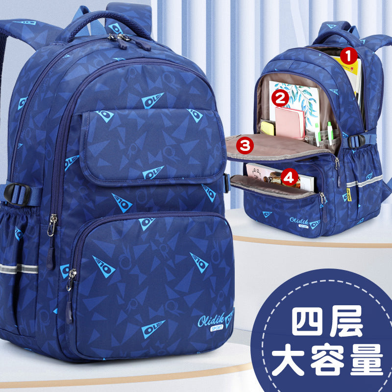 School bag, primary school boys, grades one, two, three to six, boys, backpack, ultra-light burden reduction, spine protection, children's backpack, men