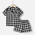 Export children's clothing kids pajamas spring and summer boys short-sleeved kids plaidcardigan boys thin cotton kids home clothes