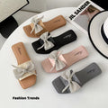 2024 summer new arrival: women's square-toe fashion sandals & slippers - casual, stylish, with bow detail, perfect for outdoor wear