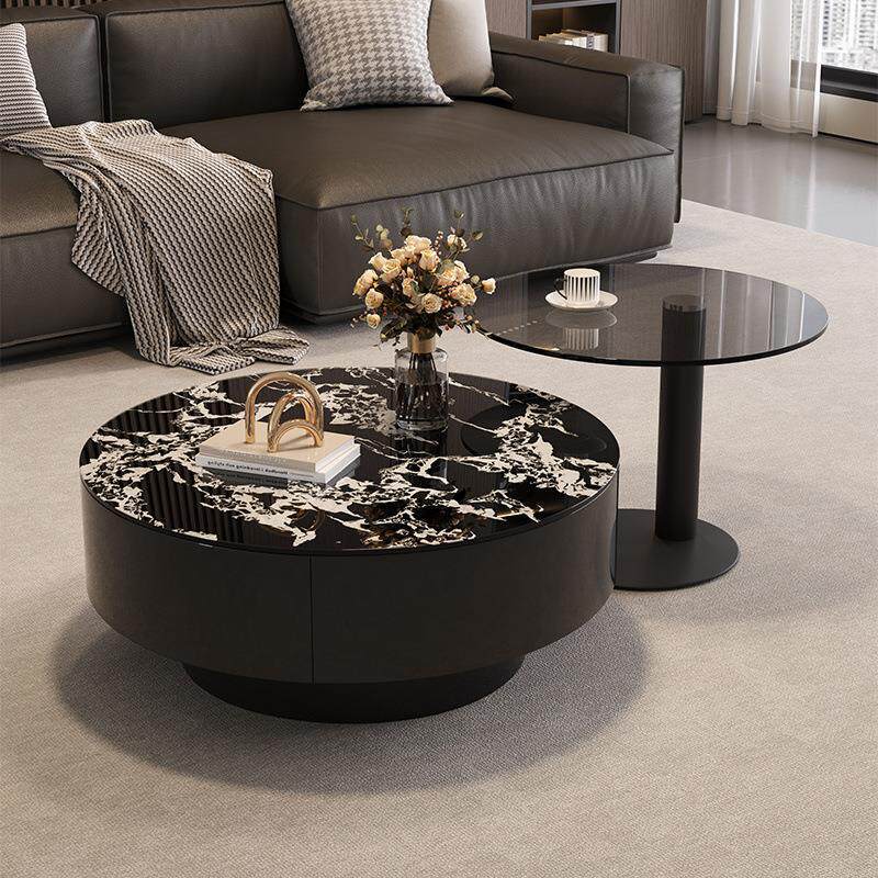 Luxury designer italian minimalist high-end living room home small apartment round glass combination coffee table