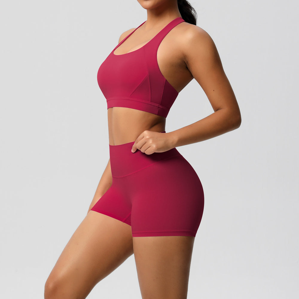 cloud-feeling tight yoga sports vest bubble wrap bra hip-lifting shorts running fitness yoga clothes two-piece set