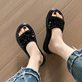 Thick sole sandals and slippers for women new arrivalsummeroutwearclassy sense exquisite sequinplatform shoes bottom women's slippers