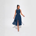 Amazon independent station  cross-border women's denim dress fashion sleeveless slit long dress women
