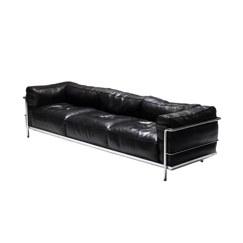 Le corbusier italian lc3 genuine leather sofa casual medieval straight row sofa black oil wax leather sofa