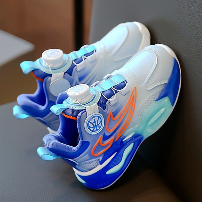 Boys' spring  new collection: rotating buckle kids' athletic chunky sneakers - breathable mesh for older boys