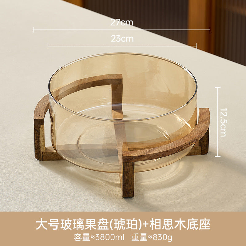 Glass fruit bowl salad bowl with stand - ideal for hotel reception, ktv buffets, home use, welcome snacks, candy storage, and fruit serving