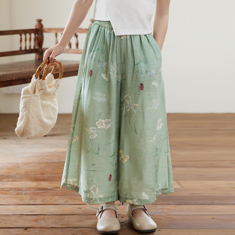 Girls' trendy chinese style wide-leg pants - fresh & chic chinese-inspired flare trousers for kids - comfortable, loose-fit, traditional chinese style pants