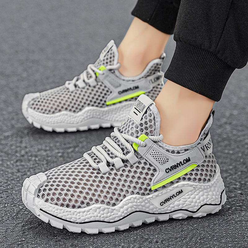 Men's summer 2026 new mesh breathable anti-slip athletic hollow-out casual versatile trendy youth mesh shoes