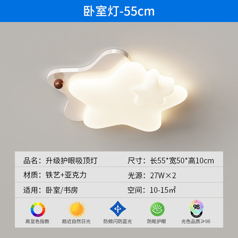 Log cream wind bedroom ceiling light simple modern new walnut pattern creative master bedroom eye protection room lighting