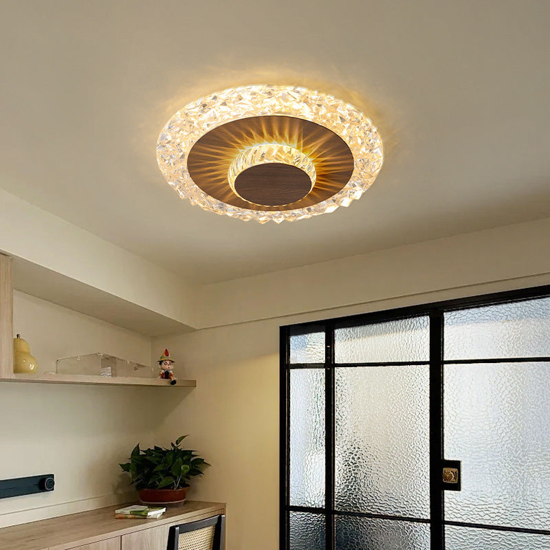 [Strict Selection] Aisle Light Ceiling Light Medium Antique Retro Wood Color Creative Imitation Crystal Lamps Modern Simple Light Luxury