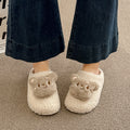 Trendy casual bear slippers for women - new autumn/winter collection, perfect for outdoor wear, dorm room, warm and thickened lambswool cotton shoes, couple's style
