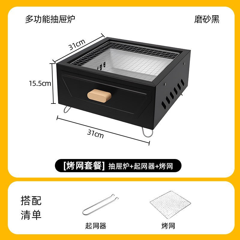 Outdoor camping style tea making by the stove zibo charcoal barbecue stove for home small multi-function smokeless barbecue grill heating stove