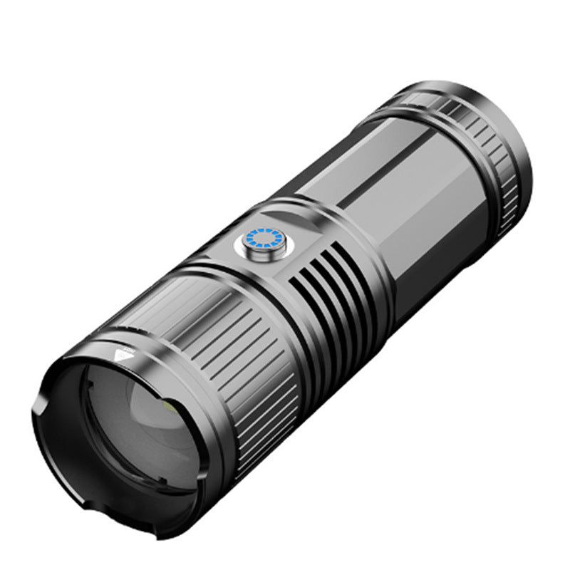 Laser cannon aluminum alloy led flashlight strong light outdoor long-range zoom USB charging work light strong light flashlight