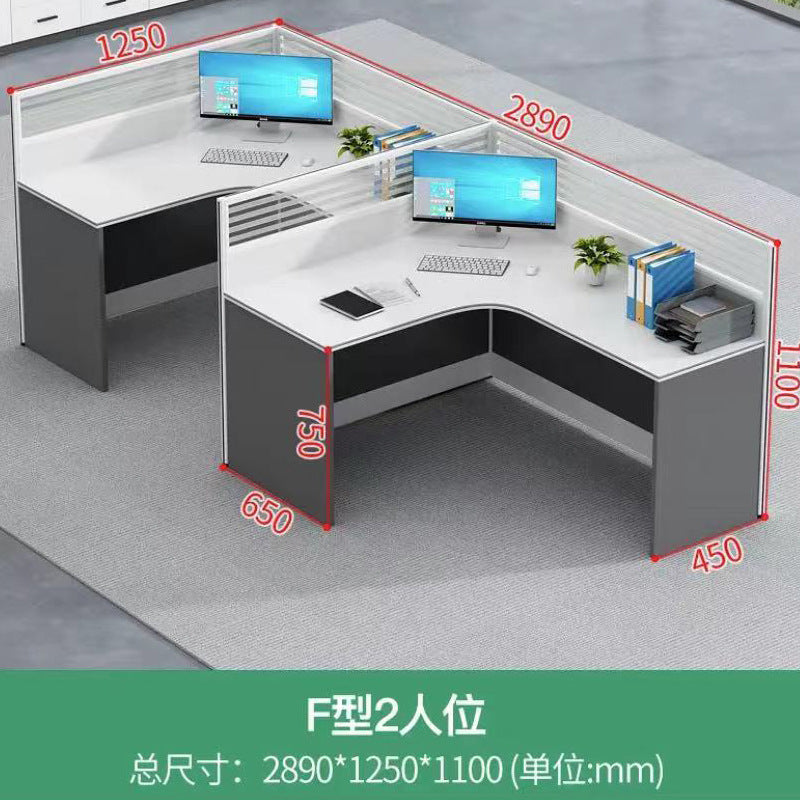 Modern minimalist office desk and chair set - 3-seat office table for office, finance department, and staff workstations
