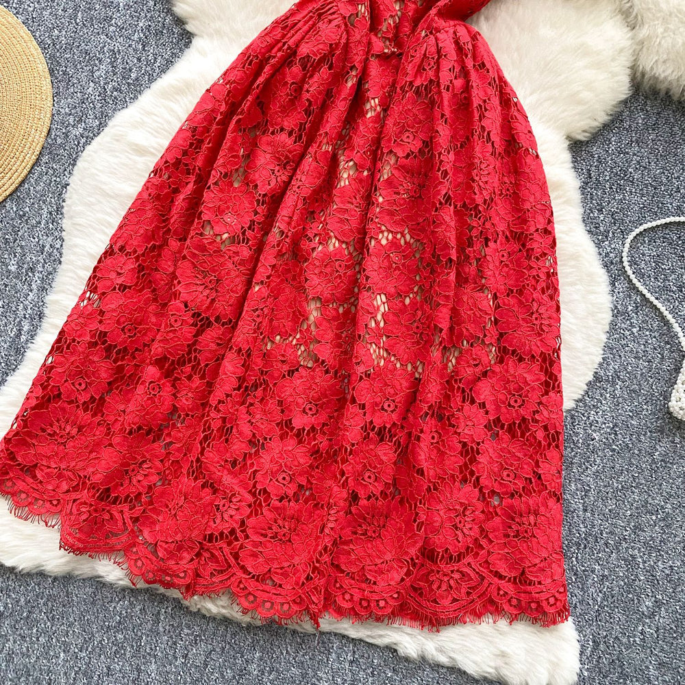 French chic sleeveless lace dress - 2025 summer collection: slim fit, a-line, elegant tank dress/gown