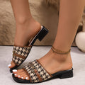 Metal chain low heel sandals - amazon 2026 summer cross-border square toe plaid beach thong sandals for women
