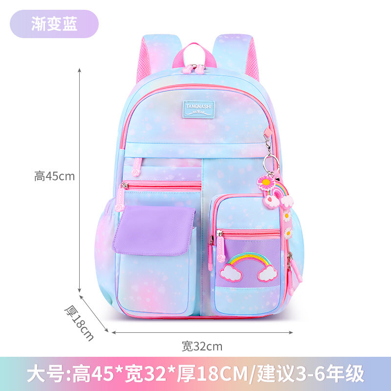 foreign trade kids backpack customized rainbow cute backpack spine protection and burden reduction primary school student schoolbag lightweight
