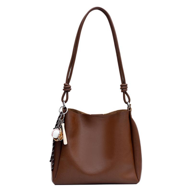 Retro high-end niche design commuter tote bag large bag women's 2025 new soft leather shoulder bag