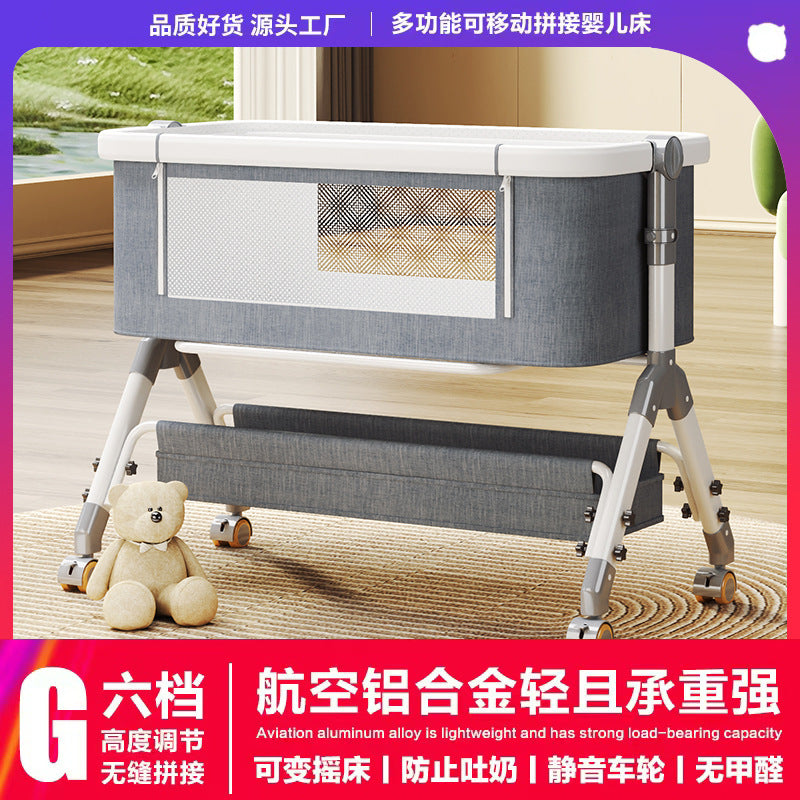 Baby crib: portable, multi-functional, foldable bassinet - newborn splice bed, convertible to full-sized bed