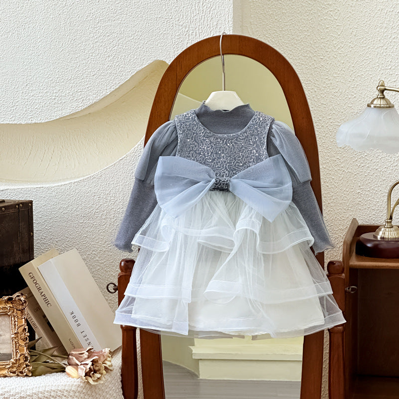Girls' dress  autumn new arrival: high-end sequin princess dress, stylish and chic tutu party dress for little girls