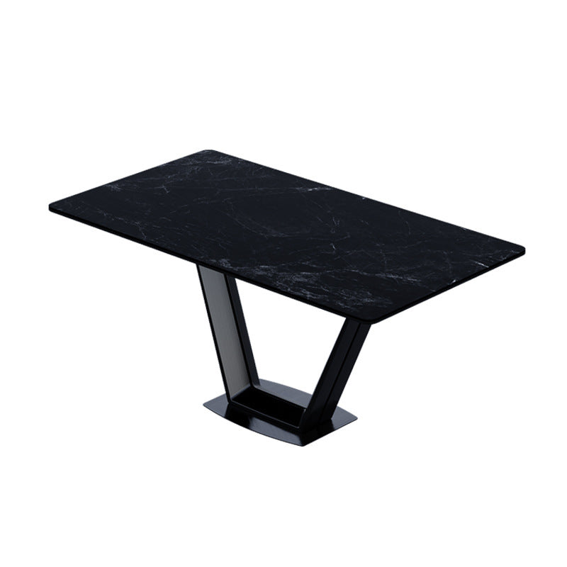Factory direct wholesale sintered stone dining table - italian style, small apartment, light luxury, high-end, minimalist modern design with carbon steel legs, rectangular table