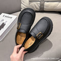 2025 new women's office british style spring/summer versatile skirt black single shoes commute soft sole loafers