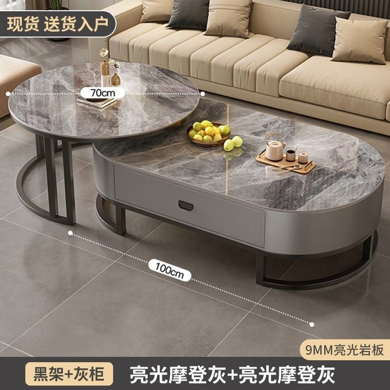 Rock slab coffee table living room for homeaccessible luxury modern tea table new arrival oval classy small apartment coffee table