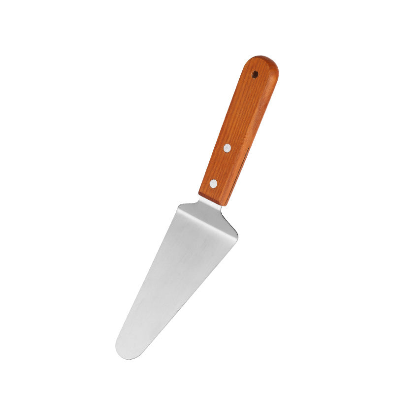Cross-border stainless steel wooden handle frying shovel combination oblique cooking shovel iron plate steak cooking shovel pancake BBQ tool