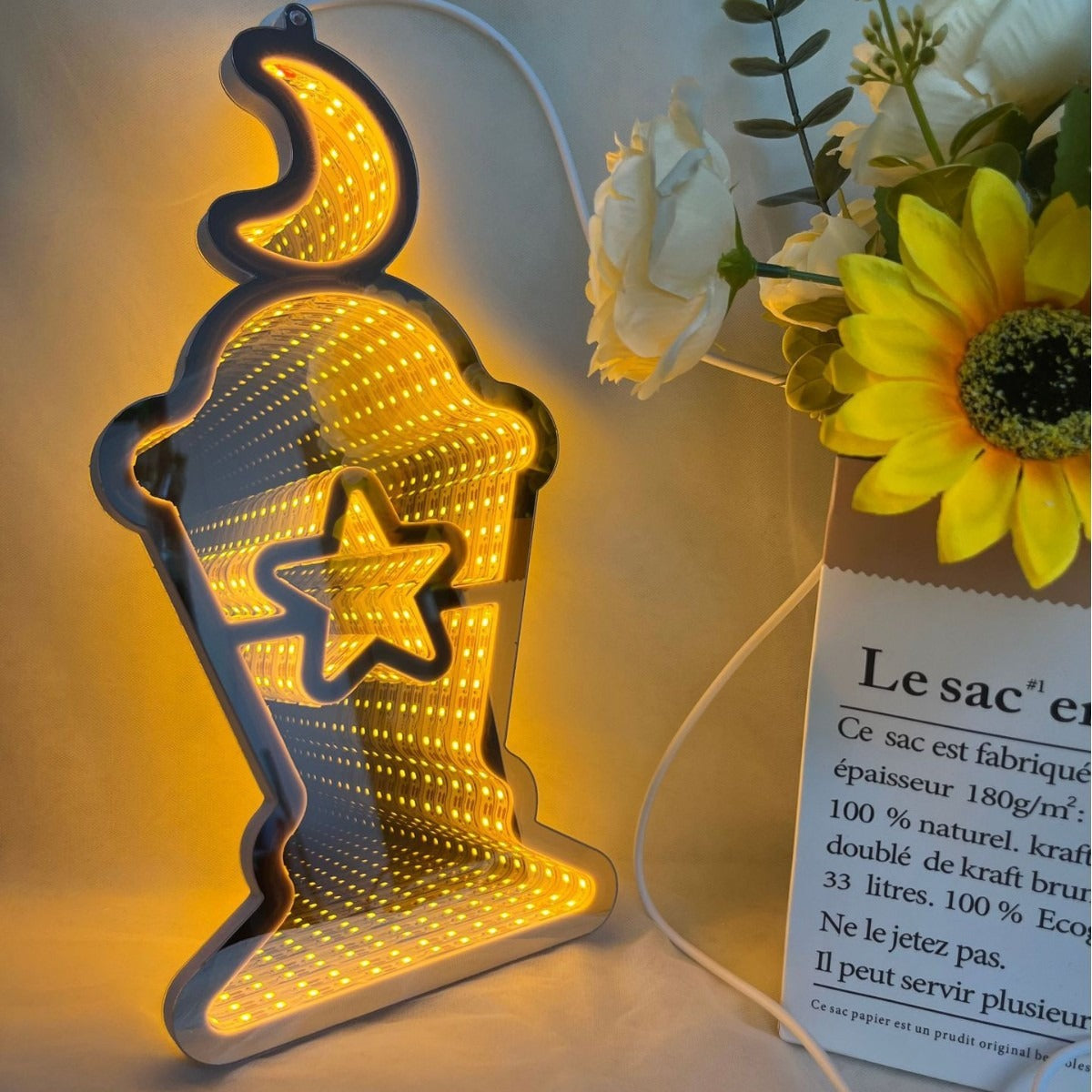 USB lasagna mirror abyss mirror foreign trade luminous led ambient light decorative light curtain light cross-border small oil lamp modeling light