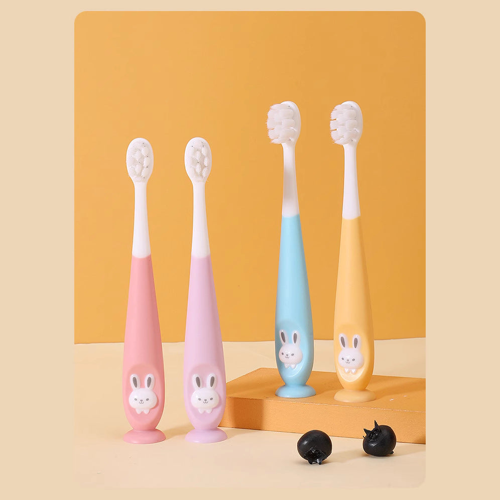 Infant and toddler toothbrush, cartoon rabbit hair planting soft hair toothbrush 1-12 years old baby soft hair oral cleaning toothbrush box