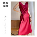 New sleeveless dress women's  new satin long over-the-knee summer inner wear plus size solid color suspender skirt