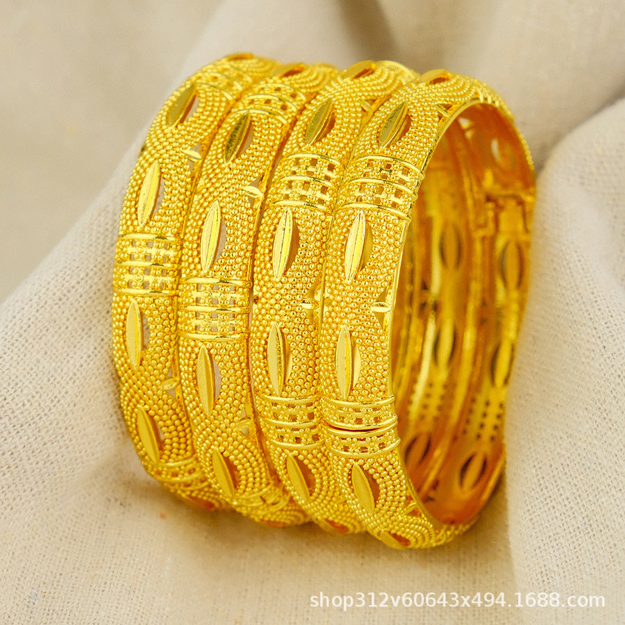 middle east dubai 24k women's bracelet luxury jewelry designer indian bangle african arabian wedding