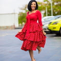 D117t european and american clothing  foreign trade plus size cross-border dress slimming polka dot african dress mother's wear