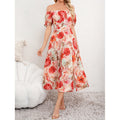listing: new  original women's elegant floral print off-the-shoulder dress