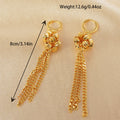 24k gold-plated copper drop earrings - bohemian chic floral tassel design, perfect for weddings and parties