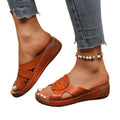 Southeast asia export new arrival wedge hollow one-piece slippers women's cross-border open toe rivets lightweight thick sole beach sandals