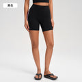 High-waisted, figure-hugging peach cutout shorts with color blocking and seamless design - perfect for running, fitness, and yoga (yg-1002)