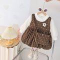 Girls' autumn dress  new korean style chic two-piece look dress for toddlers and young children, perfect for baby girls' first birthday and princess outfits
