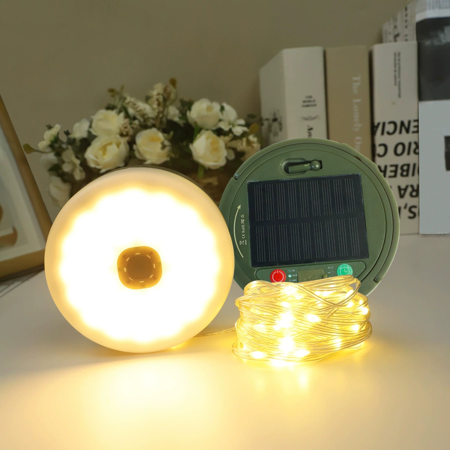 Cross-border new solar energy, outdoor lighting camping light tape measure storage camping light string tent emergency ambient light