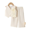 Children's clothing shein cross-border girl suitwhite vest + pants two-piece set