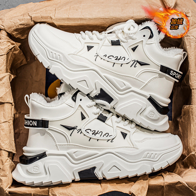 Men's winter snow boots for -40°c weather: fleece-lined, extra thick, waterproof, non-slip, white, large-size cotton shoes for teens