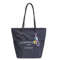 Korean style minimalist canvas tote bag for women, 2025 new arrival, super popular large capacity tote, plaid striped versatile shoulder bag