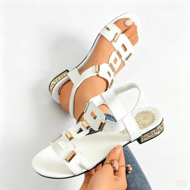 summer new arrival: plus size women's casual comfortable european and american style hollow-out buckle strap sandals - wholesale