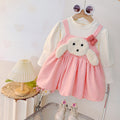 Girls' sweet & cute stylish long-sleeve dress -  new korean style faux two-piece princess dress for toddlers and young children