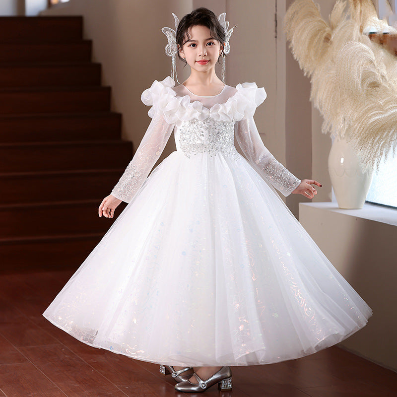Girls' evening gown princess dress - new  birthday tutu dress for hosts, piano performances, and stage shows