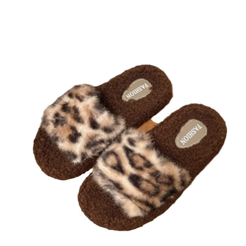 Thick sole furry slippers for women outwear2025 autumn winternew arrival lamb furry internet celebrity home one-line cotton slippers